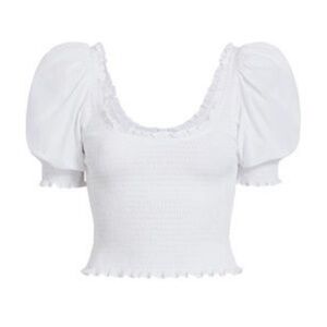 Hill House White Smocked Ruffled Blouse